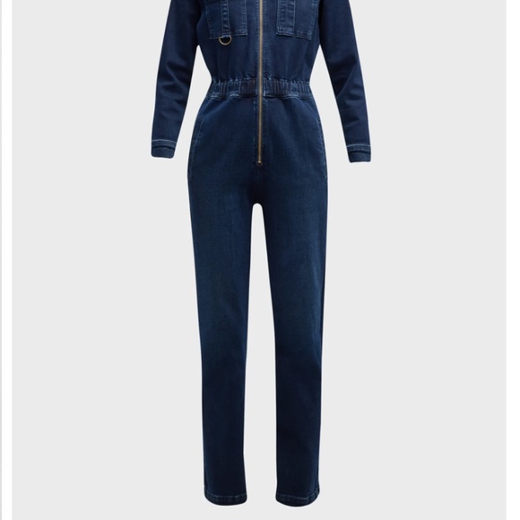 NWT $495 MOTHER The Racer Denim Jumpsuit in Catch Me If You Can - size XS! - Picture 9 of 9